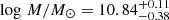 $ \log\,M/M_\odot=10.84^{+0.11}_{-0.38} $