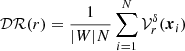 $ {{\mathcal{DR}}}(r)=\frac{1}{|{W}|N}\sum_{i=1}^N{{\mathcal{V}}}_r^{{\delta}}({\boldsymbol{x}}_i) $