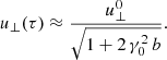 $$ \begin{aligned} u_\perp (\tau ) \approx \frac{u_\perp ^0}{\sqrt{1+2\,\gamma _0^2\,b}} . \end{aligned} $$