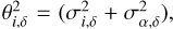$\theta _{i,\delta }^2 = (\sigma _{i,\delta }^2 + \sigma _{\alpha ,\delta }^2)$