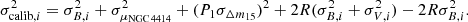 $$ \begin{aligned} \sigma ^2_{\mathrm{calib},i}=\sigma ^2_{B,i}+\sigma ^2_{\mu _{\rm NGC\,4414}}+(P_{1}\sigma _{\Delta m_{15}})^2+2R(\sigma ^2_{B,i}+\sigma ^2_{V,i})-2R\sigma ^2_{B,i}. \end{aligned} $$