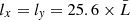 $ l_x = l_{\mathit{y}} = 25.6 \times \bar{L} $