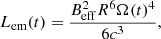 $$ \begin{aligned} L_{\rm em}(t) = \frac{B_{\rm eff}^{2}R^{6}\Omega (t)^{4}}{6c^{3}}, \end{aligned} $$