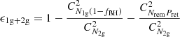 $ \epsilon_{\mathrm{1g+2g}} = 1-\frac{{C}^2_{N_{\mathrm{1g}}\left(1-f_{\mathrm{BH}}\right)}}{{C}^2_{N_{\mathrm{2g}}}}- \frac{{C}^2_{N_{\mathrm{rem}}P_{\mathrm{ret}}}}{{C}^2_{N_{\mathrm{2g}}}} $