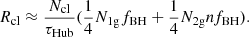 $$ \begin{aligned} R_{\rm cl} \approx \frac{N_{\rm cl}}{\tau _{\rm Hub}} (\frac{1}{4}N_{\rm 1g}f_{\rm BH}+\frac{1}{4}N_{\rm 2g} nf_{\rm BH}). \end{aligned} $$