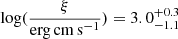 $ \log(\frac{\xi}{\mathrm{erg\,cm\,s{^{-1}}}}) = 3.0_{-1.1}^{+0.3} $