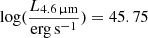 $ \log(\frac{L_{4.6\,{\upmu}\mathrm{m}}}{\mathrm{erg\,s^{-1}}}) = 45.75 $