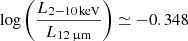 $ \log\left(\frac{L_\mathrm{2{-}10\,\mathrm{keV}}}{L_{12\,{\upmu}\mathrm{m}}}\right)\simeq-0.348 $