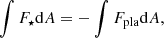$$ \begin{aligned} \int F_\star \mathrm{d} A = -\int F_\mathrm{pla} \mathrm{d} A, \end{aligned} $$