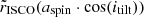$ \tilde{r}_{\mathrm{ISCO}}(a_{\mathrm{spin}} \cdot \cos(i_{\mathrm{tilt}})) $