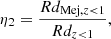 $$ \begin{aligned} \eta _2= \frac{Rd_{\mathrm{Mej},z < 1}}{Rd_{z < 1}}, \end{aligned} $$