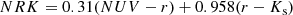 $$ \begin{aligned}&NRK=0.31(NUV-r)+0.958(r-K_{\mathrm{s}})\end{aligned} $$