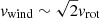 $ v_{\mathrm{wind}} \sim \sqrt{2} v_{\mathrm{rot}} $