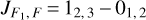 ${J_{{F_1},F}} = {1_{2,3}} - {0_{1,2}}$