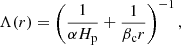 $$ \begin{aligned} \Lambda (r)=\left(\frac{1}{\alpha H_{\rm p}}+\frac{1}{\beta _{\rm c} r}\right)^{-1},&\end{aligned} $$