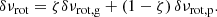 $$ \begin{aligned} \delta \nu _{\rm rot} = \zeta \delta \nu _{\rm rot,g} +\left(1-\zeta \right)\delta \nu _{\rm rot, p}. \end{aligned} $$