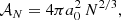 $$ \begin{aligned} \mathcal{A} _N = 4 \pi a_0^2\,N^{2 / 3} , \end{aligned} $$