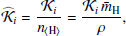 $$ \begin{aligned} \widehat{\mathcal{K} }_i = \frac{\mathcal{K} _i}{n_{\langle \mathrm{H} \rangle }}= \frac{\mathcal{K} _i \, \bar{m}_\mathrm{H} }{\rho }, \end{aligned} $$