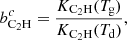 $$ \begin{aligned}&b_{\mathrm{C} _2\mathrm{H} }^{c} = \frac{K_{\mathrm{C} _2\mathrm{H} }(T_{\mathrm{g} })}{K_{\mathrm{C} _2\mathrm{H} }(T_{\mathrm{d} })}, \end{aligned} $$
