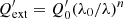 $ Q^\prime_\mathrm{ext} =Q^\prime_0 (\lambda_0/\lambda)^n $