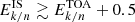 $ E_{k/n}^{\mathrm{IS}}\gtrsim E_{k/n}^{\mathrm{TOA}} +0.5 $