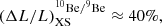$$ \begin{aligned} (\Delta L/L)^\mathrm{^{10}Be/^9Be }_{\rm XS}\approx 40\%, \end{aligned} $$