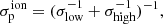 $$ \begin{aligned} \sigma _{\rm p}^\mathrm{ion} = (\sigma _{\rm low}^{-1} + \sigma _{\rm high}^{-1})^{-1}, \end{aligned} $$