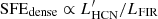 $ {\rm SFE}_\mathrm{dense} \propto L^\prime_\mathrm{HCN}/L_\mathrm{FIR} $
