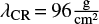 ${\lambda _{{\rm{CR}}}}{\rm{ = 96}}{{\rm{g}} \over {{\rm{c}}{{\rm{m}}^{\rm{2}}}}}$