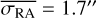 $\overline {{\sigma _{{\rm{RA}}}}} = 1.7''$