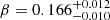 $ \beta = 0.166^{+0.012}_{-0.010} $
