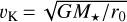${v_{\rm{K}}} = \sqrt {G{M_*}/{r_0}} $
