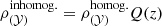 Mathematical equation: $ \rho_{({\mathcal{Y}})}^\mathrm{{inhomog.}} = \rho_{({\mathcal{Y}})}^\mathrm{{homog.}} Q(z) $
