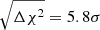 Mathematical equation: $ \sqrt{\Delta\chi^2}= 5.8\sigma $
