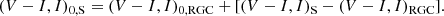 Mathematical equation: $$ \begin{aligned} (V-I, I)_{\rm 0,S} = (V-I, I)_{\rm 0,RGC} + [(V-I, I)_{\rm S} - (V-I, I)_{\rm RGC}]. \end{aligned} $$