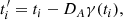 $$ \begin{aligned} t^\prime _i&= t_i - D_A \gamma (t_i),\end{aligned} $$