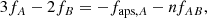 $$ \begin{aligned} 3f_A - 2f_B = -f_{\mathrm{aps},A} - n f_{AB}, \end{aligned} $$