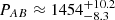 $ P_{AB} \approx 1454^{+10.2}_{-8.3} $