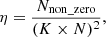 $$ \begin{aligned} \eta = \frac{N_{\rm non\_zero}}{(K \times N)^2}, \end{aligned} $$