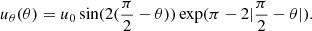 $$ \begin{aligned} u_\theta (\theta )=u_0\sin (2(\frac{\pi }{2}-\theta ))\exp (\pi -2|\frac{\pi }{2}-\theta |). \end{aligned} $$
