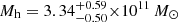 $ M_{\mathrm{h}}=3.34^{+0.59}_{-0.50}{\times} 10^{11}\,M_{\odot} $