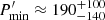 $ P^\prime_{\mathrm{min}}\approx 190_{-140}^{+100} $