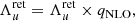 $$ \begin{aligned} \Lambda _u^\mathrm{ret}&= \Lambda _u^\mathrm{ret} \times q_{\rm NLO},\end{aligned} $$