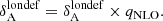 $$ \begin{aligned} \delta _{\rm A}^\mathrm{londef}&= \delta _{\rm A}^\mathrm{londef} \times q_{\rm NLO}. \end{aligned} $$