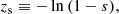 $$ \begin{aligned} z_{\rm s}\equiv - \ln {(1-s)}, \end{aligned} $$