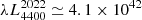 $ \lambda L^{\mathrm{2022}}_{4400}\simeq4.1\times10^{42} $