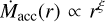 ${{\dot M}_{{\rm{acc}}}}\left( r \right) \propto {r^\xi }$