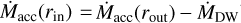 ${{\dot M}_{{\rm{acc}}}}\left( {{r_{{\rm{in}}}}} \right) = {{\dot M}_{{\rm{acc}}}}\left( {{r_{{\rm{out}}}}} \right) - {{\dot M}_{{\rm{DW}}}}$