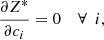 $$ \begin{aligned} \frac{\partial Z^*}{\partial c_i}=0\,\,\,\,\,\, \forall \,\,\,i, \end{aligned} $$