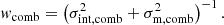 $$ \begin{aligned} { w}_{\rm comb} = \left(\sigma _{\rm int,comb}^2 + \sigma _{\rm m,comb}^2\right)^{-1}. \end{aligned} $$